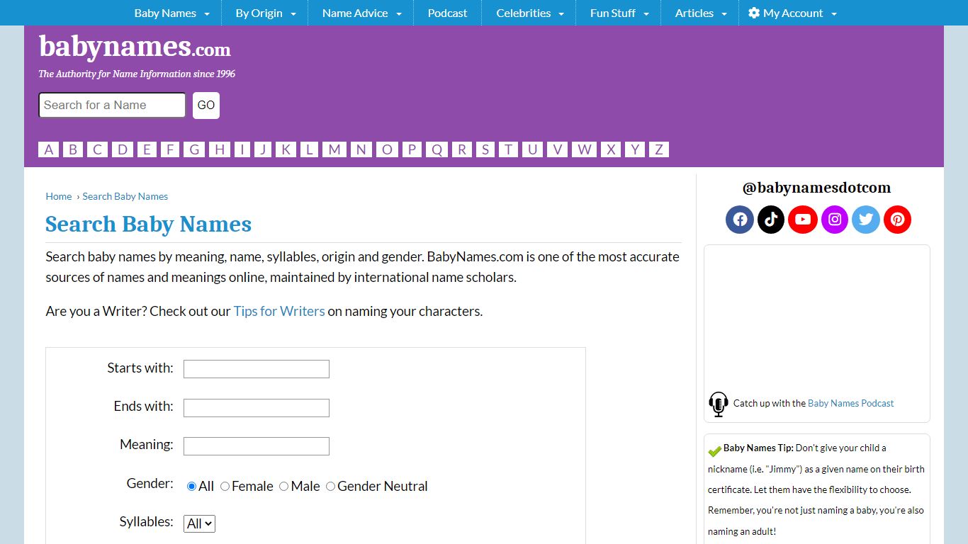 Search Baby Names by Name, Meaning, Origin, Syllables